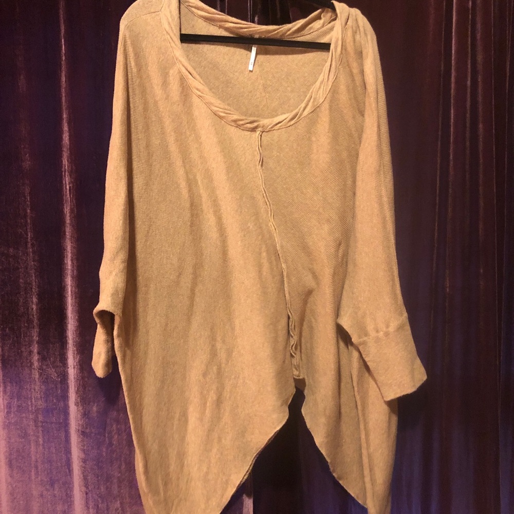 Free people camel tan colored bat wing sweater top